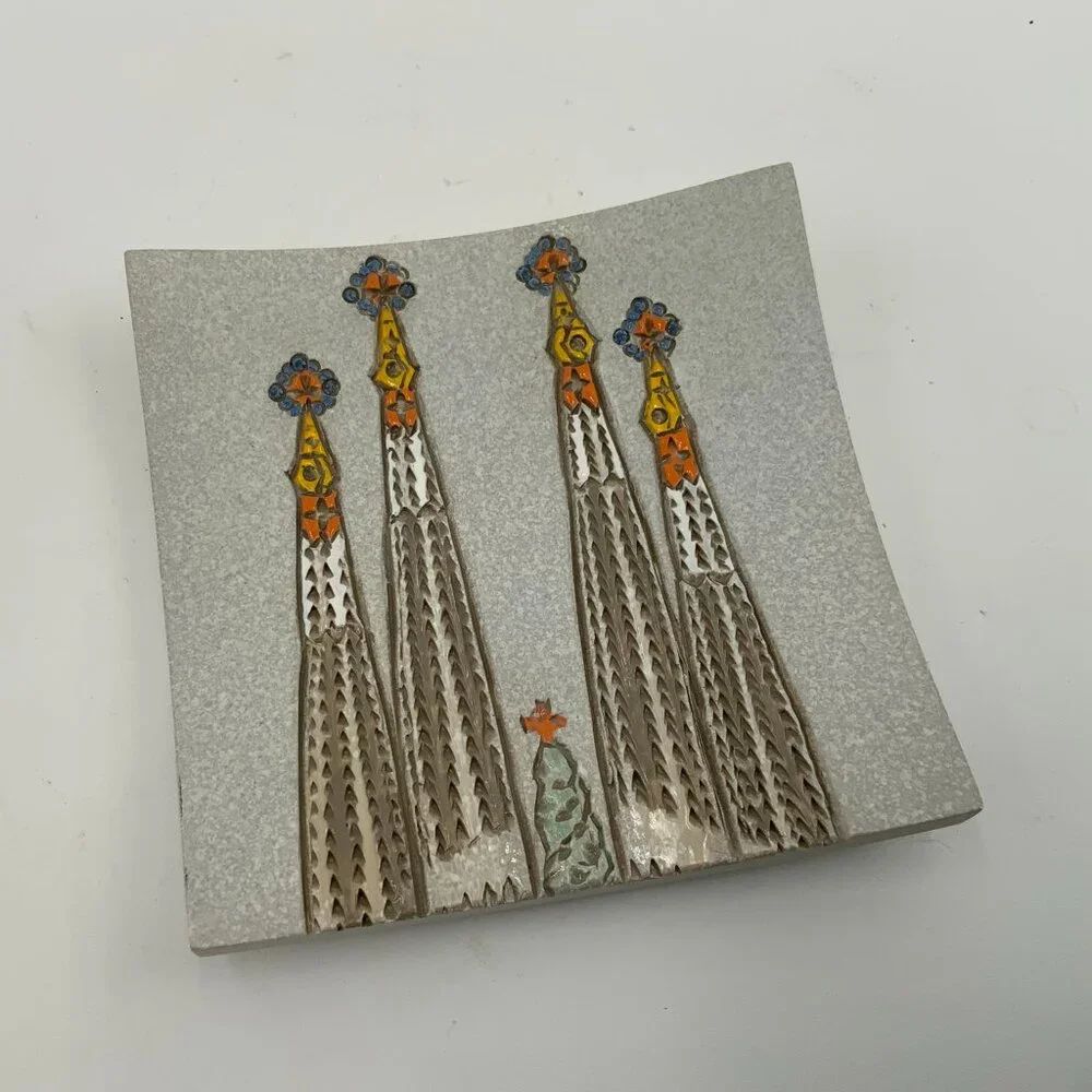 Signed Barcelona Gaudi Mosaic Art Dish No. 04-8 Artbona Sagrada Familia Holiday - Picture 7 of 8